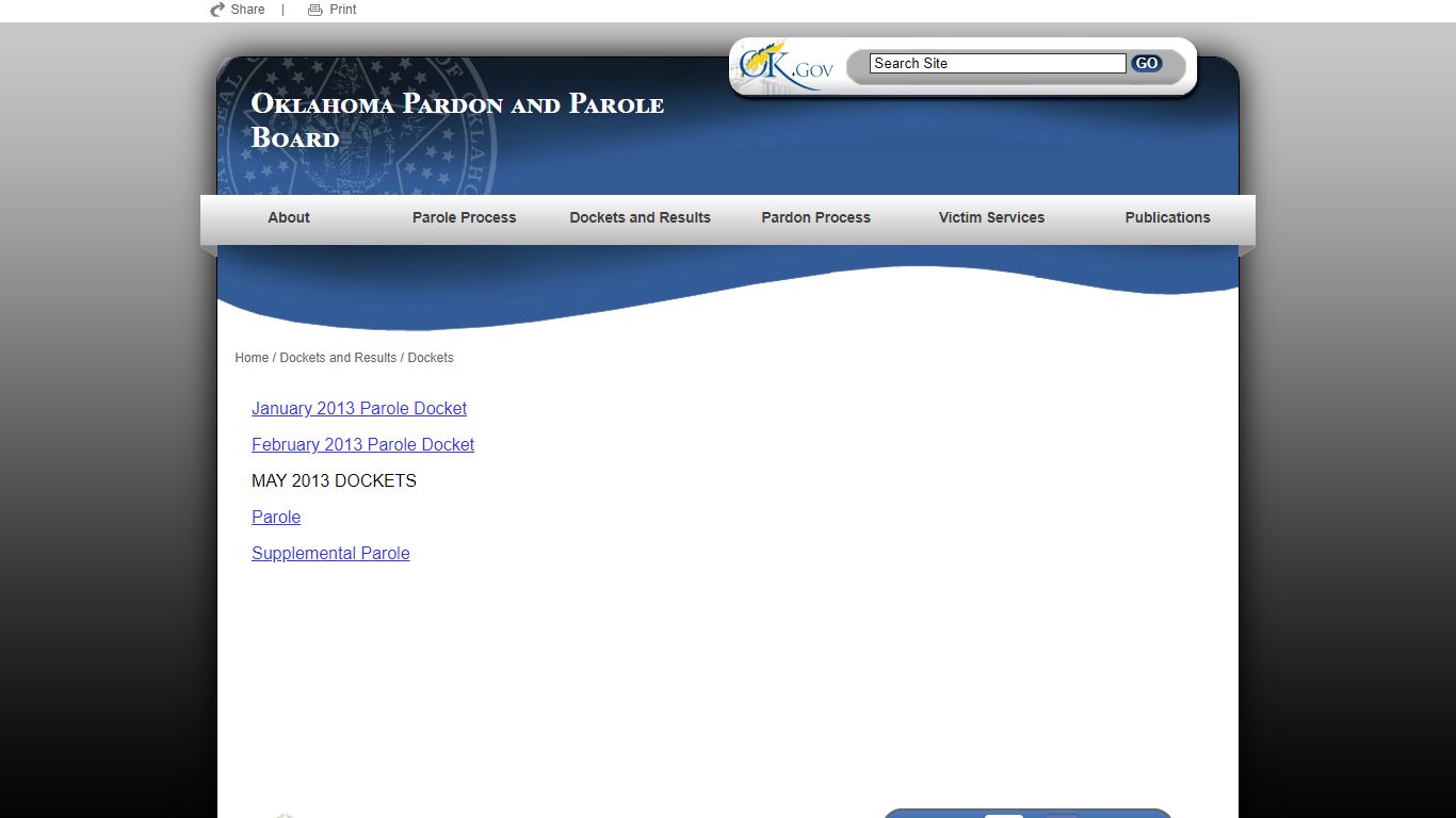 Oklahoma Pardon and Parole Board - Dockets